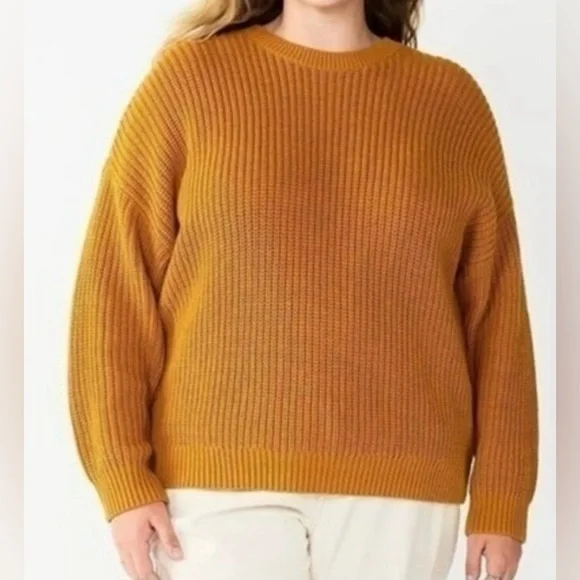 Sonoma Chunky Knit Pullover Crew Neck Sweater Mustard Yellow Women’s Sz M Casual - Picture 11 of 11